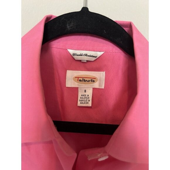 TALBOTS Women Cotton Collar Tank Top Button Front Pink Size 8 Sleeveless Blouse - Picture 3 of 6